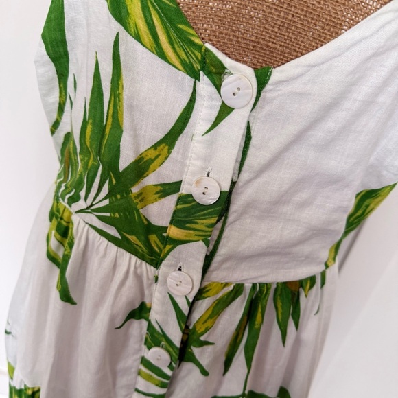 Women's Sleeveless Tropical Print Lined Linen Blend Dress Button Front Size MED - Picture 2 of 9